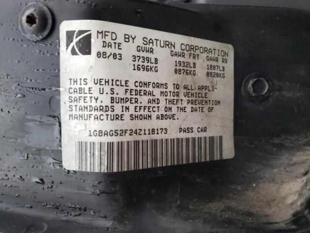 1G8AG52F24Z118173 - 2004 SATURN ION LEVEL 1 BLACK photo 13