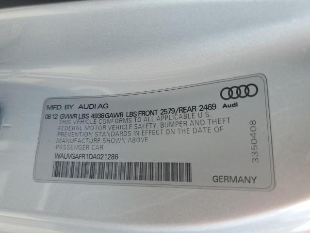 WAUVGAFR1DA021286 - 2013 AUDI S5 PRESTIGE 银色 照片 12