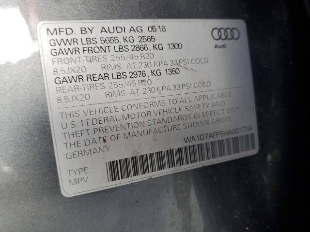 WA1D7AFP5HA001734 - 2017 AUDI Q5 PREMIUM PLUS S-LINE GRAY photo 12