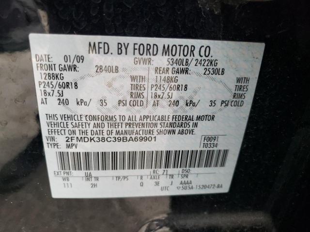 2FMDK38C39BA69901 - 2009 FORD EDGE SEL BLACK photo 14