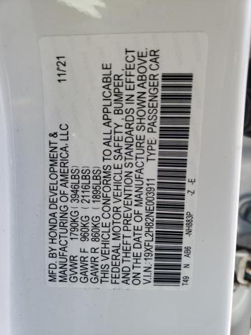 19XFL2H82NE003911 - 2022 HONDA CIVIC SPORT 白色 照片 12