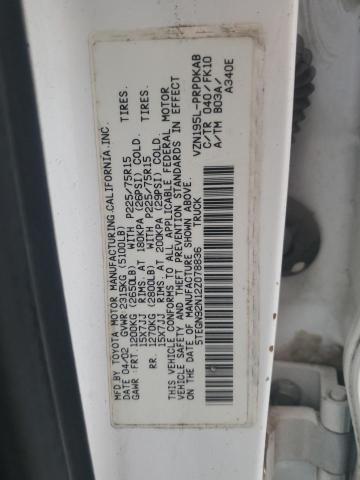 5TEGN92N12Z078836 - 2002 TOYOTA TACOMA DOUBLE CAB PRERUNNER WHITE photo 12