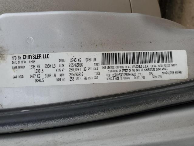 2D8HN54169R664232 - 2009 DODGE GRAND CARA SXT SILVER photo 13