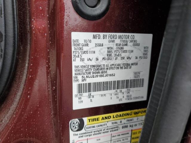 5LMJJ2J51BEJ01652 - 2011 LINCOLN NAVIGATOR მუქწითელი ფოტო 13