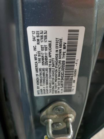 5J6TF3H53CL005509 - 2012 HONDA CROSSTOUR EXL ლურჯი ფოტო 12