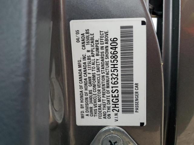 2HGES16325H586406 - 2005 HONDA CIVIC DX VP 银色 照片 13