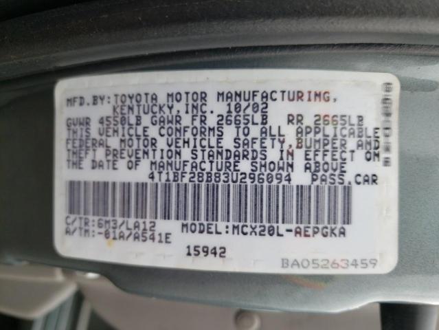 4T1BF28B83U296094 - 2003 TOYOTA AVALON XL GRAY photo 12