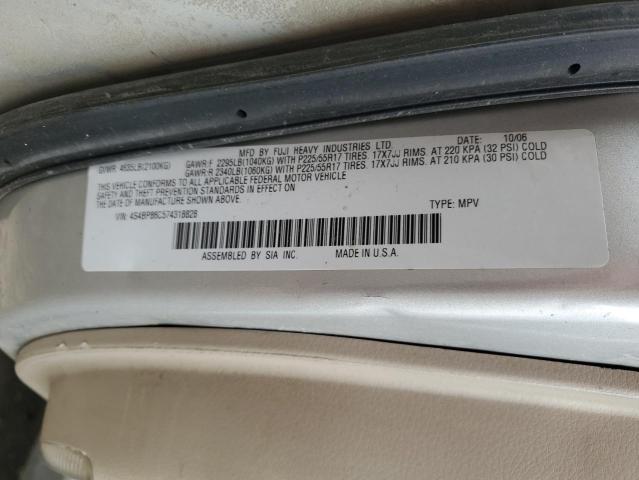 4S4BP86C574318828 - 2007 SUBARU LEGACY OUTBACK 3.0R LL BEAN SILVER photo 12