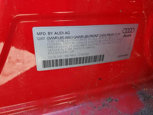WAUAF78E98A125030 - 2008 AUDI A4 2.0T RED photo 12