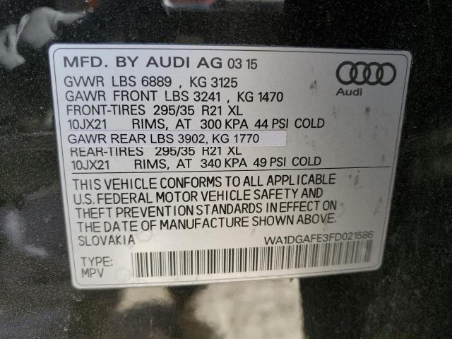 WA1DGAFE3FD021586 - 2015 AUDI Q7 PRESTIGE 黑色 照片 12