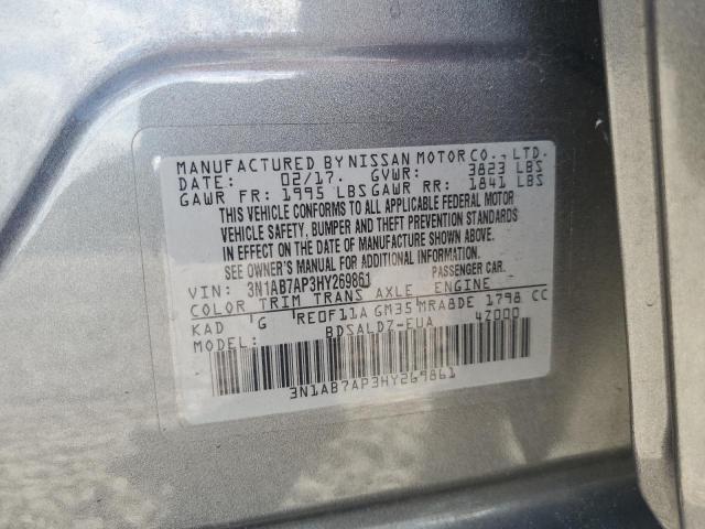 3N1AB7AP3HY269861 - 2017 NISSAN SENTRA S GRAY photo 12