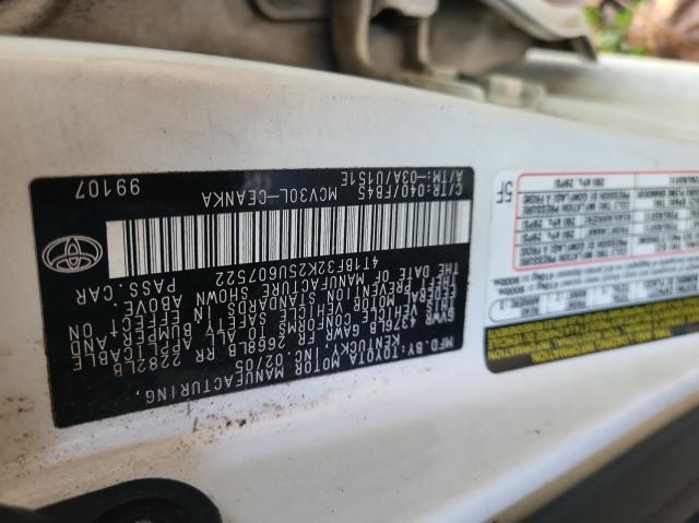 4T1BF32K25U607522 - 2005 TOYOTA CAMRY LE WHITE photo 10