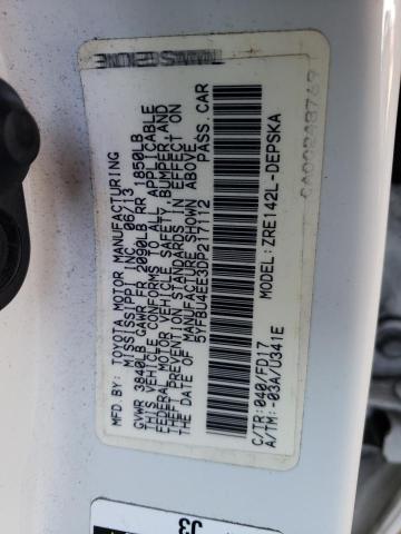 5YFBU4EE3DP217112 - 2013 TOYOTA COROLLA L BASE WHITE photo 12