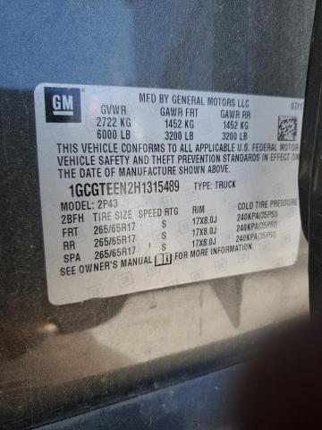 1GCGTEEN2H1315489 - 2017 CHEVROLET COLORADO ZR2 CHARCOAL photo 12