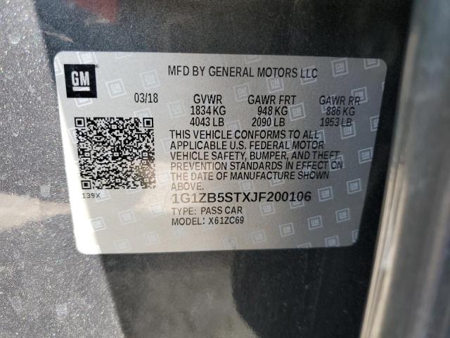 1G1ZB5STXJF200106 - 2018 CHEVROLET MALIBU LS GRAY photo 12