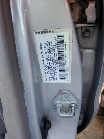 1NXBR12E8YZ383103 - 2000 TOYOTA COROLLA VE SILVER photo 12