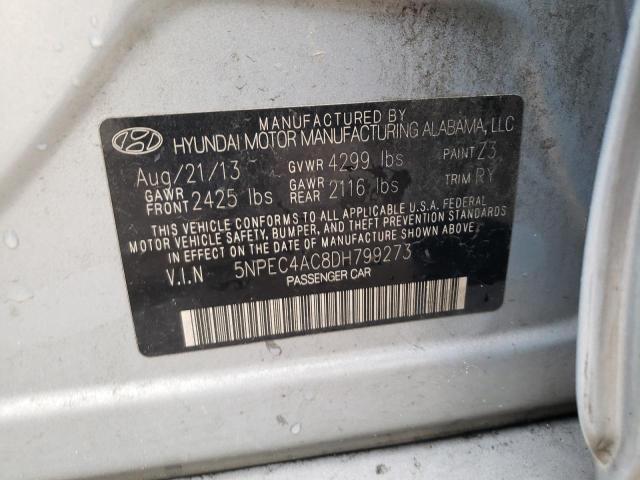 5NPEC4AC8DH799273 - 2013 HYUNDAI SONATA SE SILVER photo 12