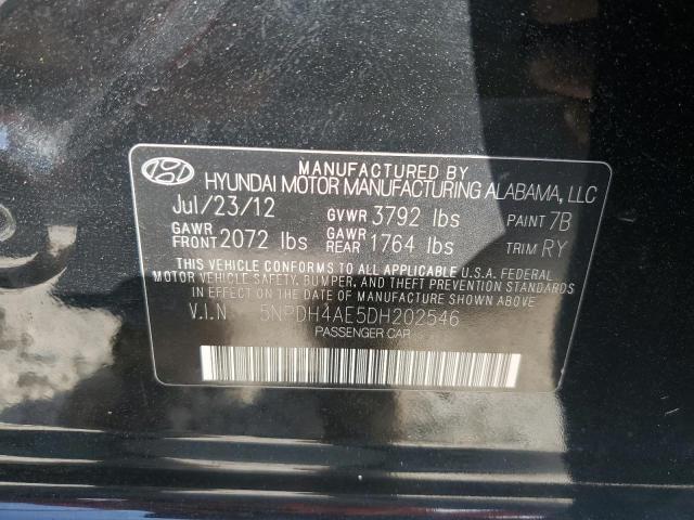 5NPDH4AE5DH202546 - 2013 HYUNDAI ELANTRA GLS BLACK photo 12