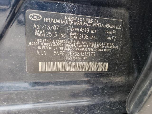 5NPEU46F08H313173 - 2008 HYUNDAI SONATA SE BLUE photo 13