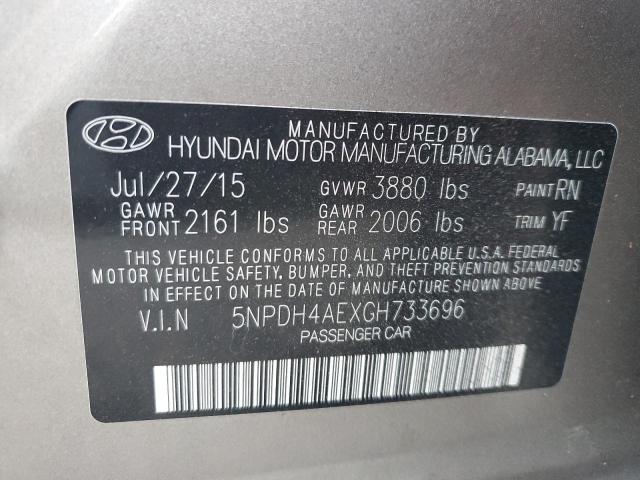 5NPDH4AEXGH733696 - 2016 HYUNDAI ELANTRA SE GRAY photo 12