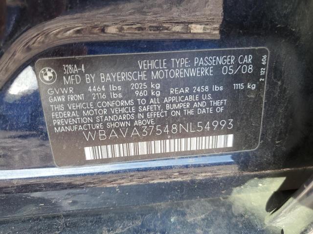 WBAVA37548NL54993 - 2008 BMW 380I I BLUE photo 12