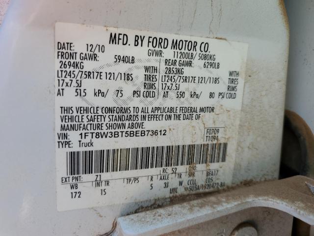 1FT8W3BT5BEB73612 - 2011 FORD F350 SUPER DUTY WHITE photo 12