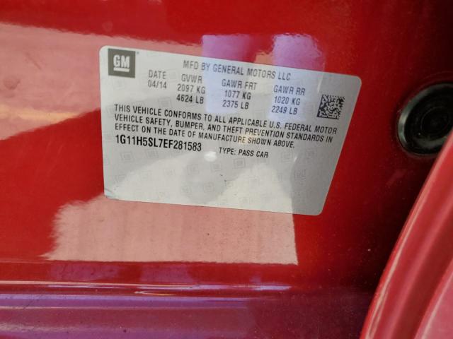 1G11H5SL7EF281583 - 2014 CHEVROLET MALIBU LTZ ბურგუნდია ფოტო 12