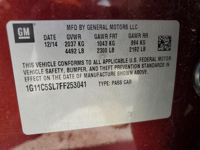 1G11C5SL7FF253041 - 2015 CHEVROLET MALIBU 1LT 勃艮第红 照片 12