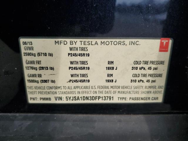 5YJSA1DN3DFP13791 - 2013 TESLA MODEL S BLUE photo 12