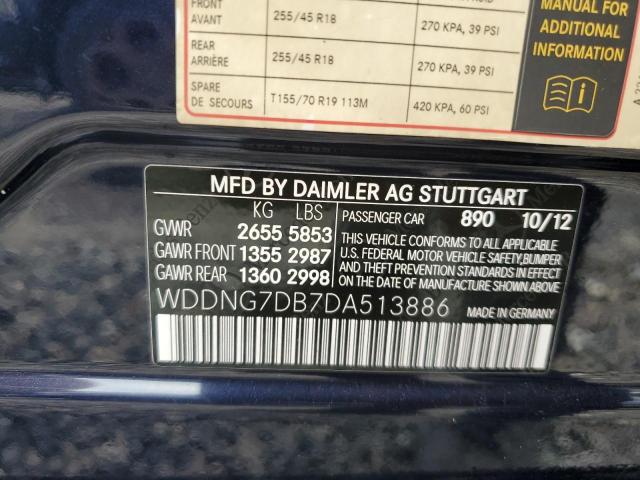 WDDNG7DB7DA513886 - 2013 MERCEDES-BENZ S 550 BLACK photo 12