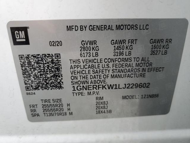 1GNERFKW1LJ229602 - 2020 CHEVROLET TRAVERSE LS WHITE photo 14