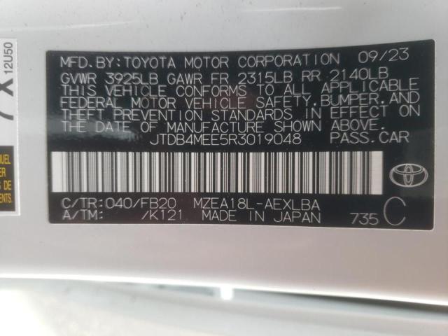 JTDB4MEE5R3019048 - 2024 TOYOTA COROLLA LE WHITE photo 13