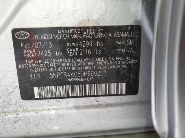 5NPEB4AC8DH690203 - 2013 HYUNDAI SONATA GLS SILVER photo 12