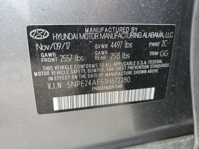 5NPE24AF5JH672280 - 2018 HYUNDAI SONATA SE GRAY photo 13