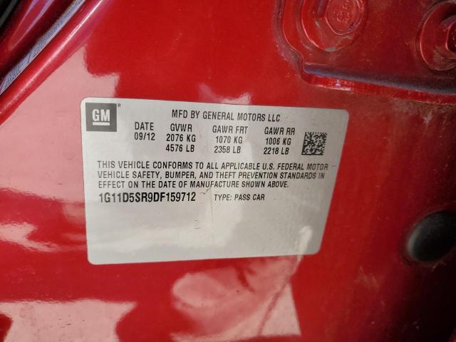 1G11D5SR9DF159712 - 2013 CHEVROLET MALIBU 1LT RED photo 12