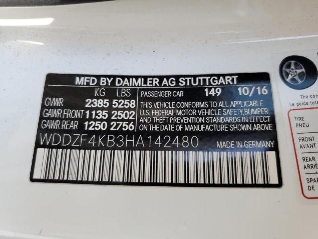 WDDZF4KB3HA142480 - 2017 MERCEDES-BENZ E 300 4MATIC WHITE photo 12