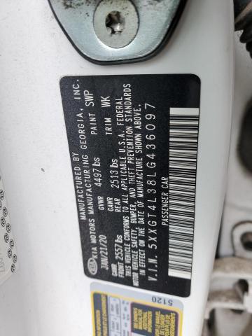 5XXGT4L38LG436097 - 2020 KIA OPTIMA LX WHITE photo 12