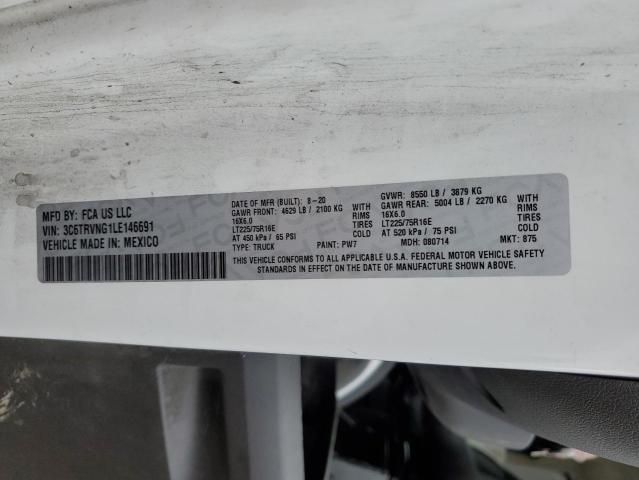 3C6TRVNG1LE146691 - 2020 RAM PROMASTER 1500 STANDARD WHITE photo 13