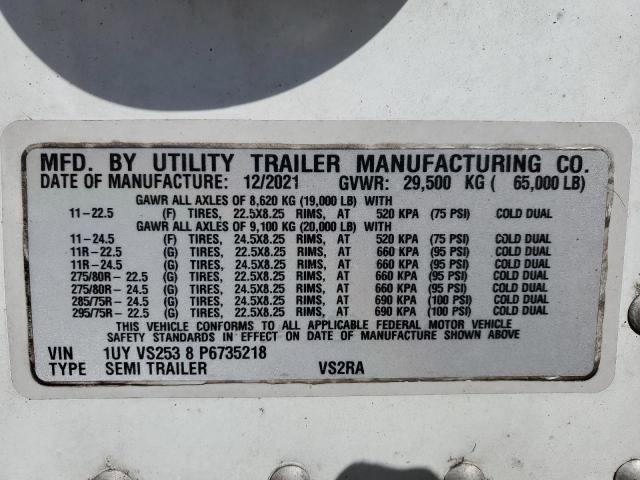1UYVS2538P6735218 - 2023 UTILITY TRAILER WHITE photo 10
