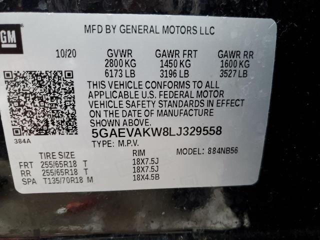 5GAEVAKW8LJ329558 - 2020 BUICK ENCLAVE ESSENCE შავი ფოტო 13