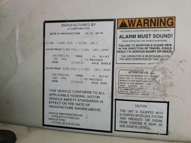 4DRBWAFN27A462088 - 2007 IC CORPORATION 3000 YELLOW photo 10