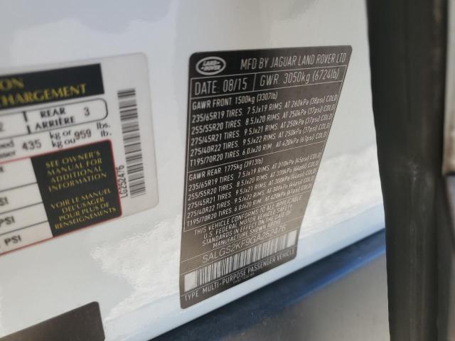 SALGS2KF9GA252476 - 2016 LAND ROVER RANGE ROVE HSE WHITE photo 13