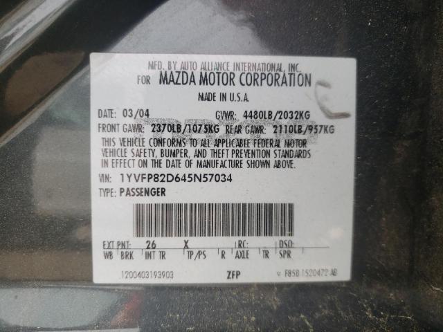 1YVFP82D645N57034 - 2004 MAZDA 6 S GRAY photo 12