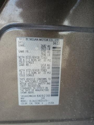 5N1AR2MN1DC669230 - 2013 NISSAN PATHFINDER S Qəhvəyi foto 13