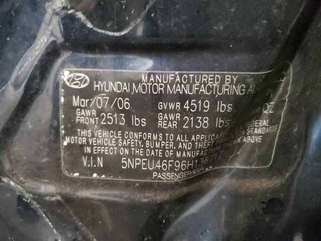 5NPEU46F96H136717 - 2006 HYUNDAI SONATA GLS BLUE photo 12