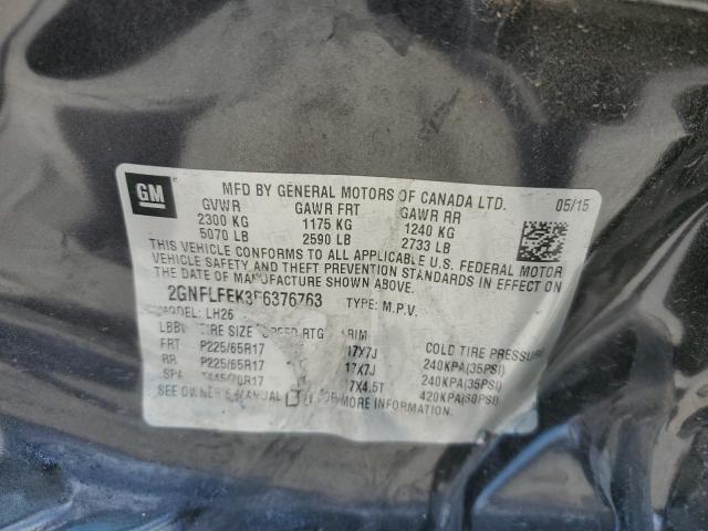 2GNFLFEK3F6376763 - 2015 CHEVROLET EQUINOX LT GRAY photo 12