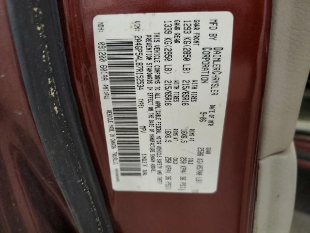 2A4GP54L87R152534 - 2007 CHRYSLER TOWN & COU TOURING ყავისფერი ფოტო 13