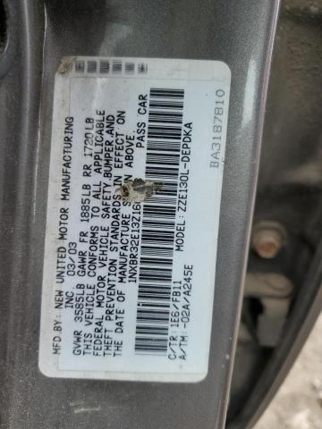 1NXBR32E13Z166058 - 2003 TOYOTA COROLLA CE GRAY photo 13