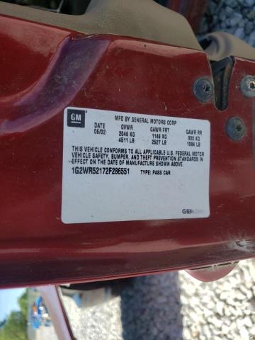 1G2WR52172F286551 - 2002 PONTIAC GRAND PRIX GTP Tünd qırmızı foto 10