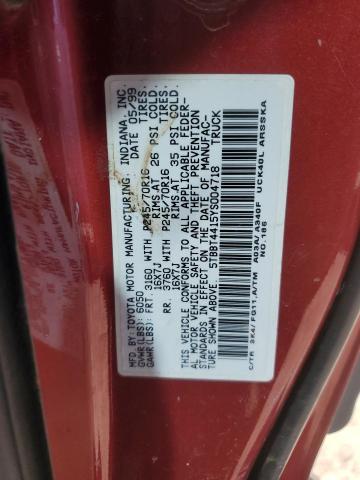 5TBBT4415YS004718 - 2000 TOYOTA TUNDRA ACCESS CAB წითელი ფოტო 12